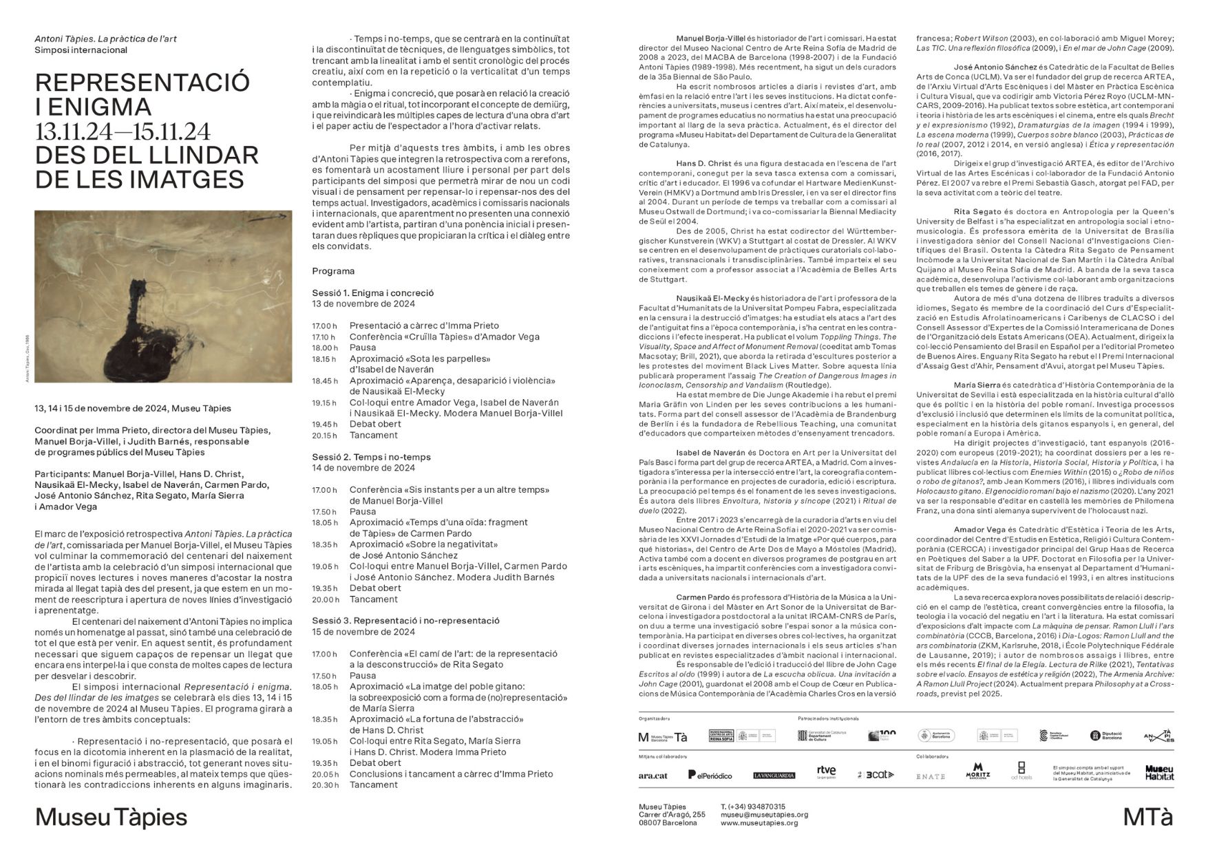 (DES)RACIALHIST participa en el Simposio Internacional “Representación y enigma” del Museo Tàpies a través de la aportación de María Sierra. 15/11/2024