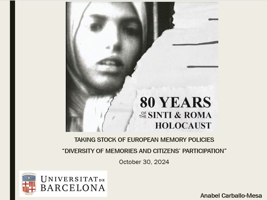 (DES)RACIALHIST participa en la conferencia “Taking Stock of European Memory Policies 2024” organizado por European Observatory on Memories (EUROM) a través de la aportación de Anna Carballo Mesa. 30/10/2024